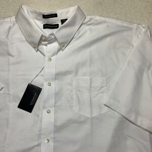 UltraClub Button Down Mens 5XL White Wrinkle Resistant Short Sleeve Oxford Shirt